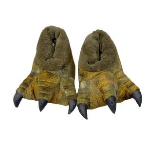 Jurassic World Dinosaur Claw Plush Slippers Youth 4.5 Womens 6 Green 3D